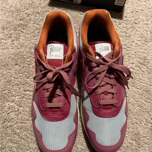Nike Air Max 1 x Patta Waves Metallic Silver/Rush Maroon Size 12 - Picture 3 of 8